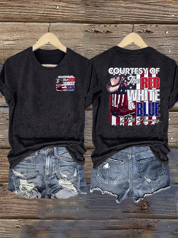 Women's Courtesy Of Red White And Blue, 250th Anniversary Freedom T-Shirt