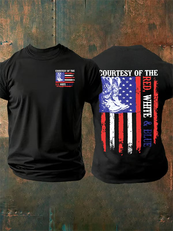 Men's Courtesy Of Red White And Blue 250th Anniversary Flags T-Shirt