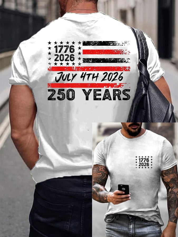 Men's American 250th Anniversary Printed Casual T-Shirt