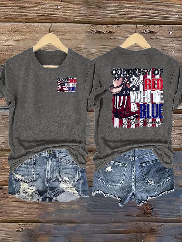 Women's Courtesy Of Red White And Blue, 250th Anniversary Freedom T-Shirt