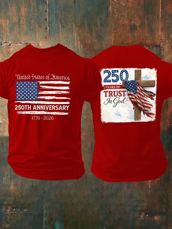 Men's Retro In God We Trust 250th Anniversary 1776-2026 Print T-Shirt