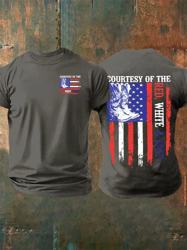 Men's Courtesy Of Red White And Blue 250th Anniversary Flags T-Shirt