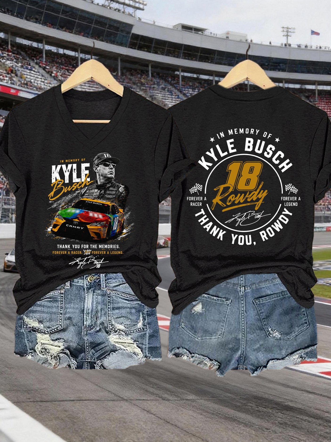 Women's Racing Legend Memorial Print Casual T-shirt