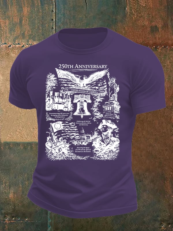 Men's Retro USA 250th Anniversary Print T-Shirt