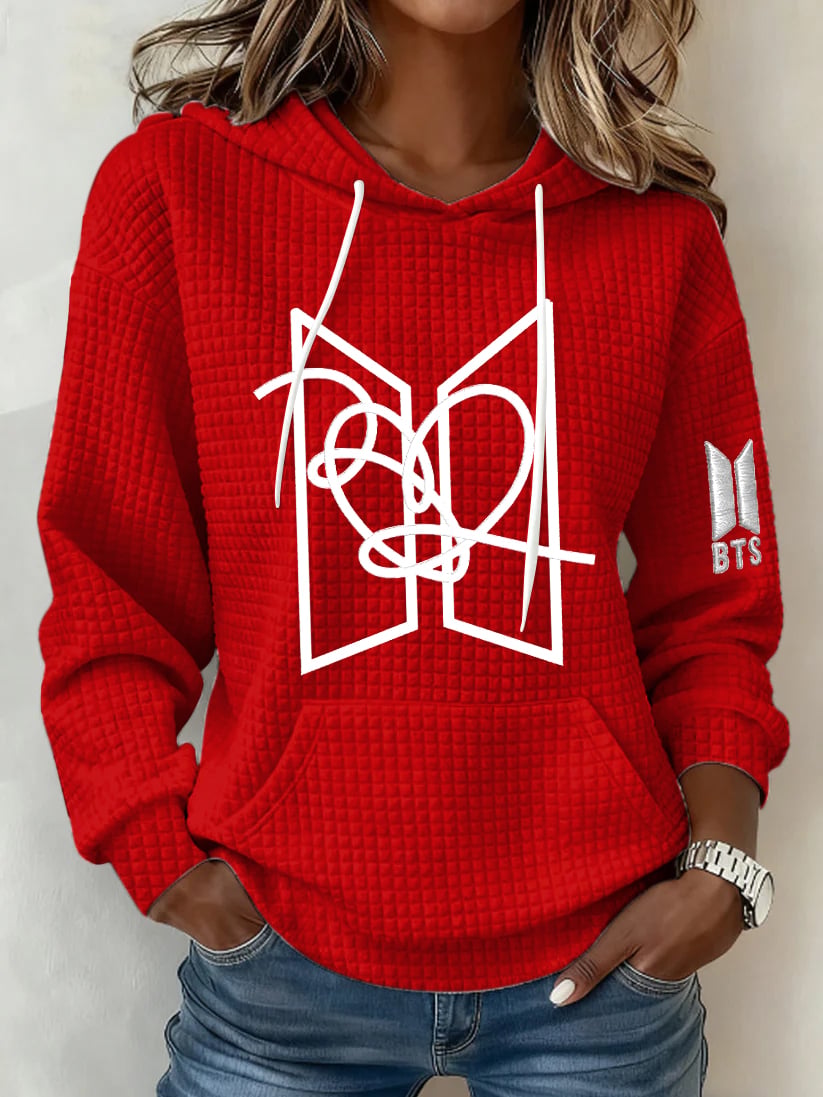 Women's Retro Leisure Print Hoodie