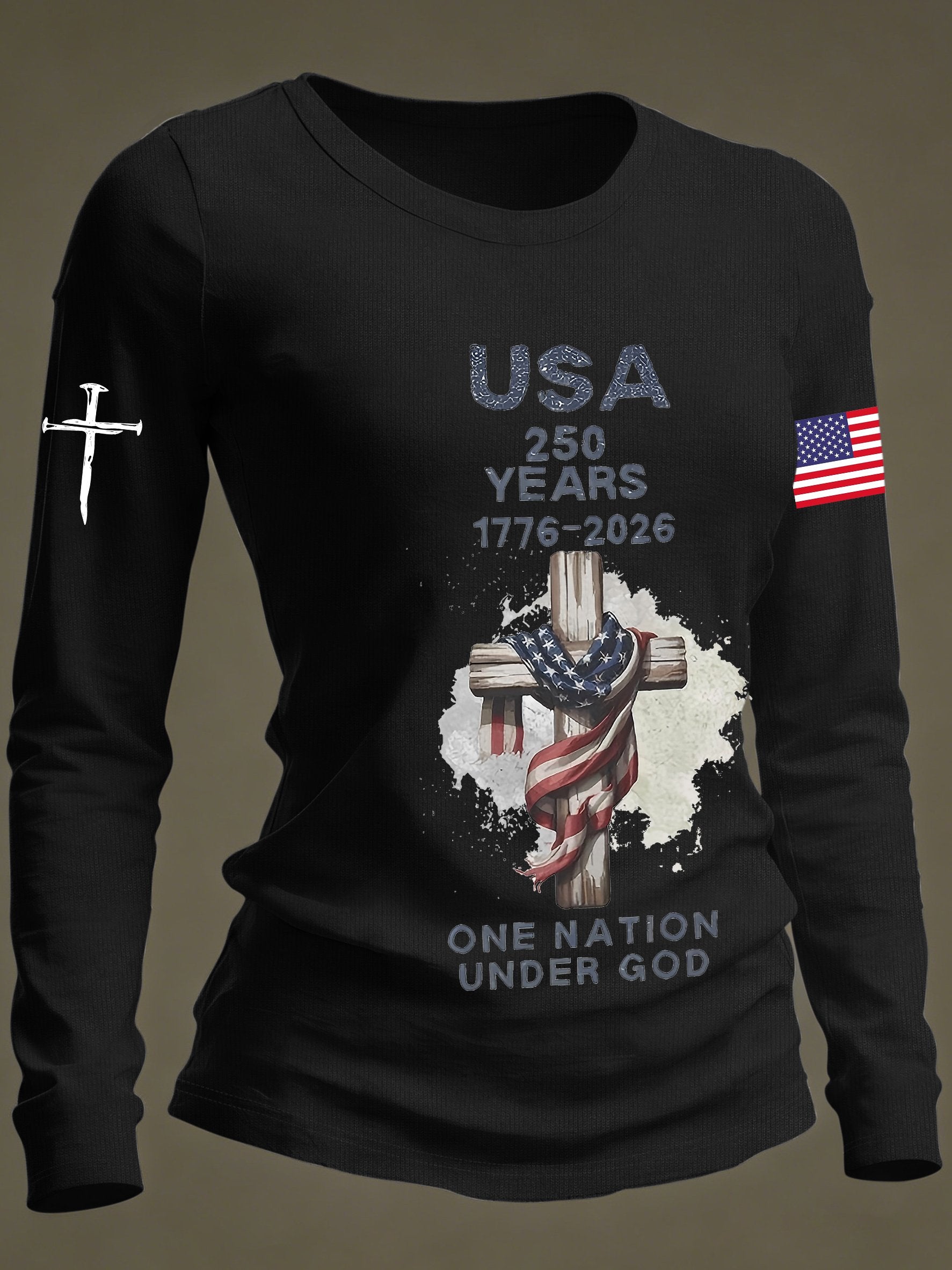 Women's casual United States 250th Anniversary long-sleeved T-shirt