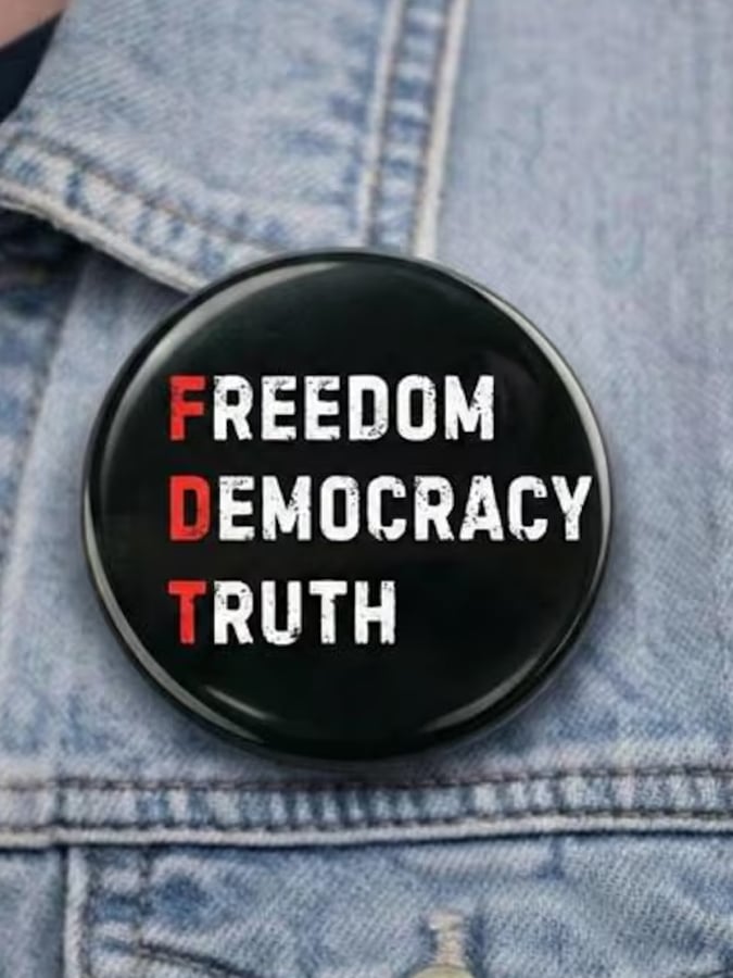 Freedom Democracy Truth Brooch