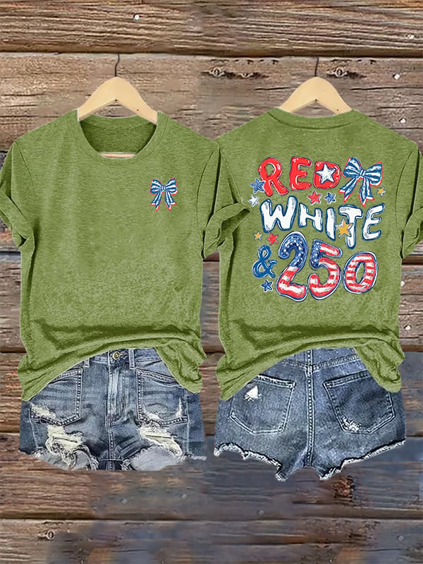 Women's RED WHITE &250 Print T-Shirt