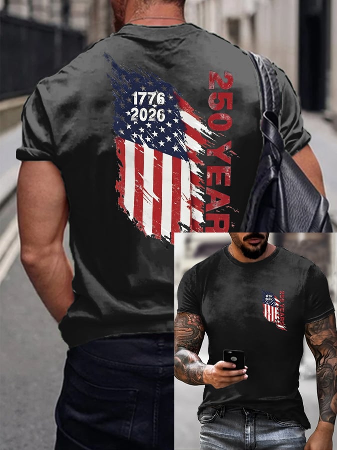 Men's American 250th Anniversary Printed Casual T-Shirt