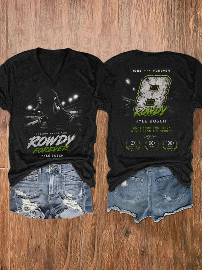 Women's Racing Legend Memorial Print Casual T-shirt