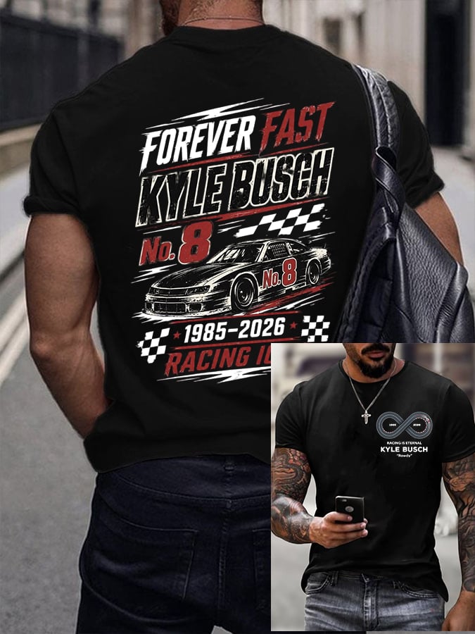 Men's Racing Is Eternal Print Round Neck T-shirt