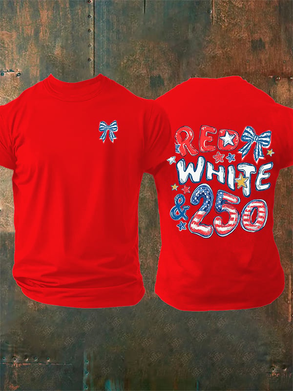 Men's RED WHITE &250 Print T-Shirt
