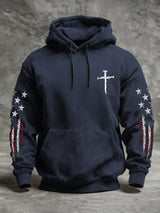 Men's casual retro national flag-themed hooded sweatshirt