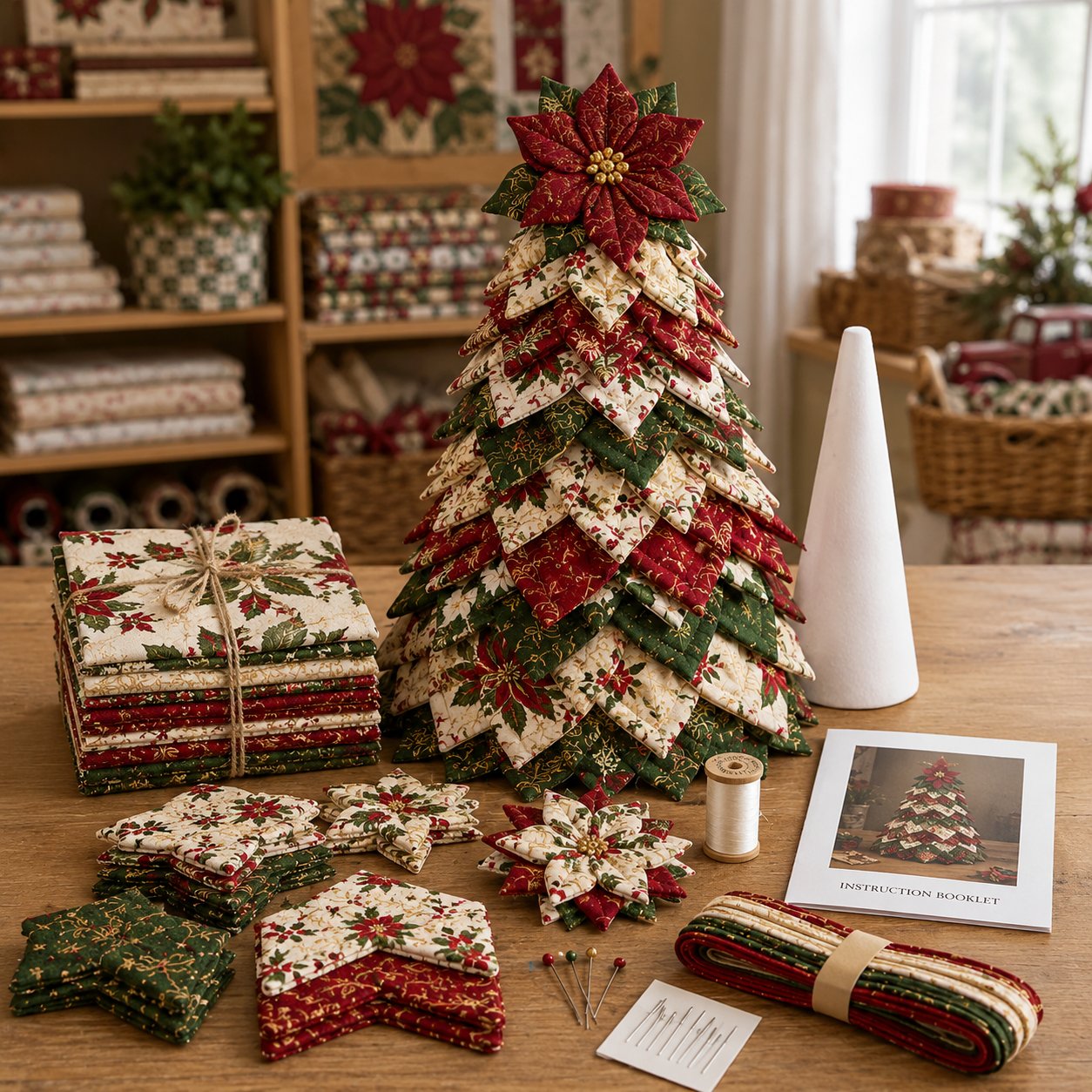 ✅ 🔥 LAST DAY 50% OFF 🎄 DIY Quilted Santa Christmas Tree Kit – Create a Cozy Handmade Holiday Decoration