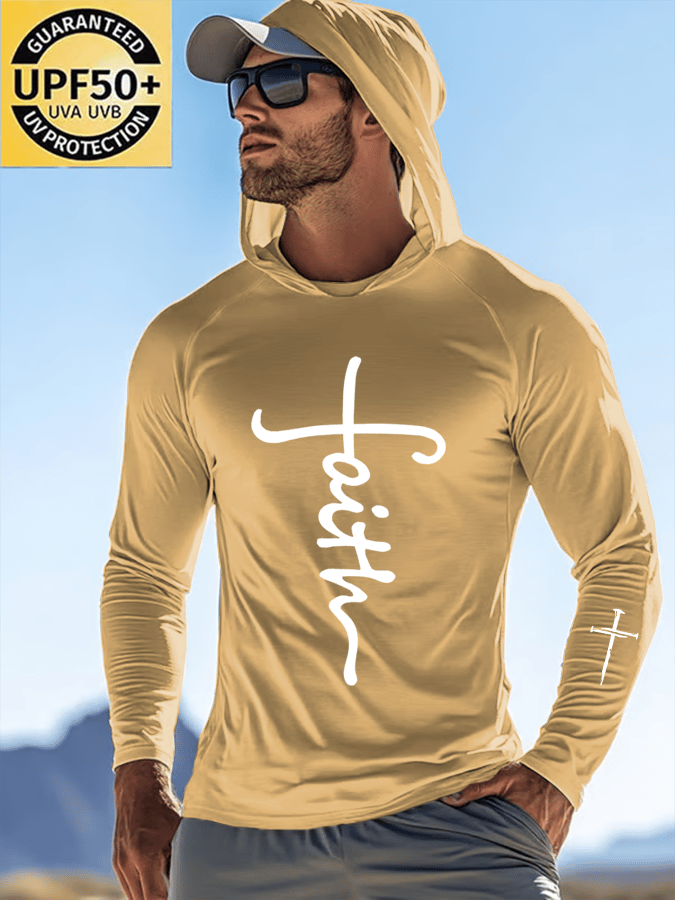 Men's Faith Outdoor Sun Protection Breathable Cool Hooded Sun Protection Long Sleeve Top