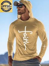 Men's Faith Outdoor Sun Protection Breathable Cool Hooded Sun Protection Long Sleeve Top