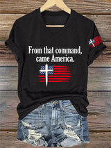 V-Neck Retro Rededicate 250 One Nation Under God From That Command, Came America Print T-shirt