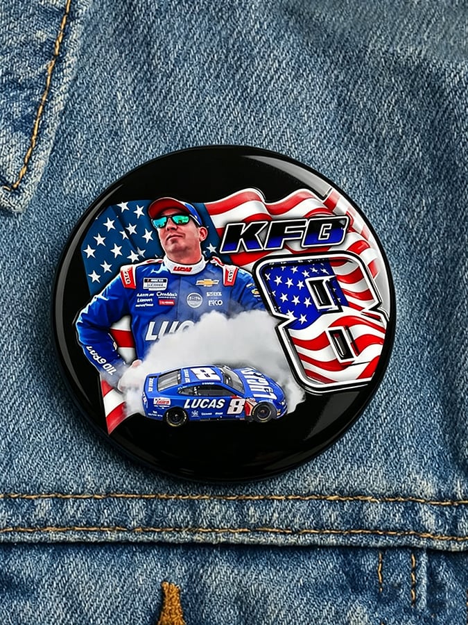 Racing-Themed Printed Brooch