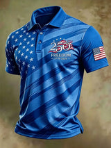 Men's American Flag Print Polo Shirt