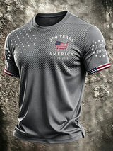 Men's Retro Independence Day Patriot Crew Neck T-Shirt