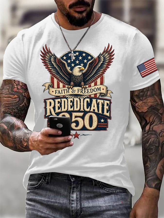 Men's Retro Rededicate 250 One Nation Under God Faith And Freedom Print T-Shirt