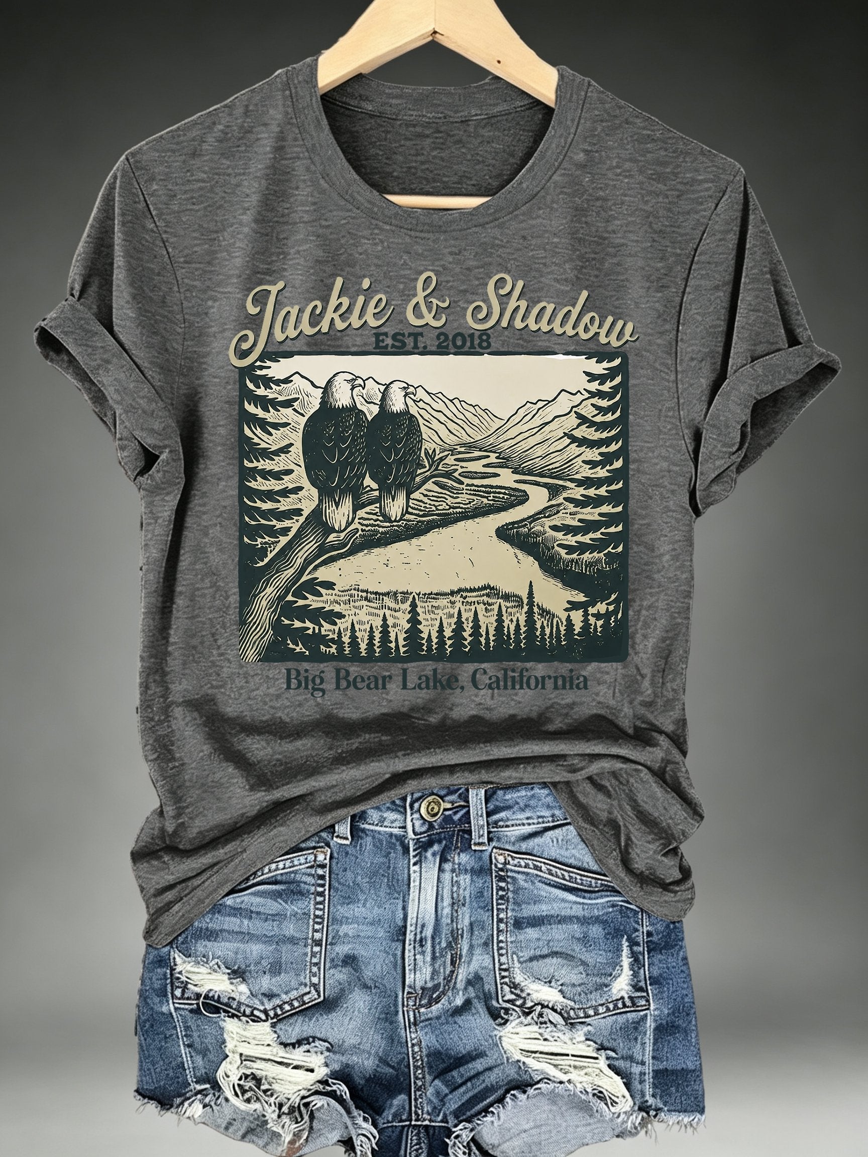 Women's JACKIE & SHADOW Print Crew-Neck T-Shirt