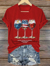 Women's 250th Anniversary Wine Glass Celebration Print T-shirt