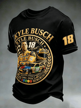 Men's Racing Casual Print Crew Neck T-Shirt