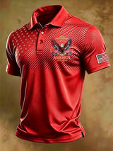 Men's Retro "Patriot" Color-Block Short-Sleeve Polo Shirt
