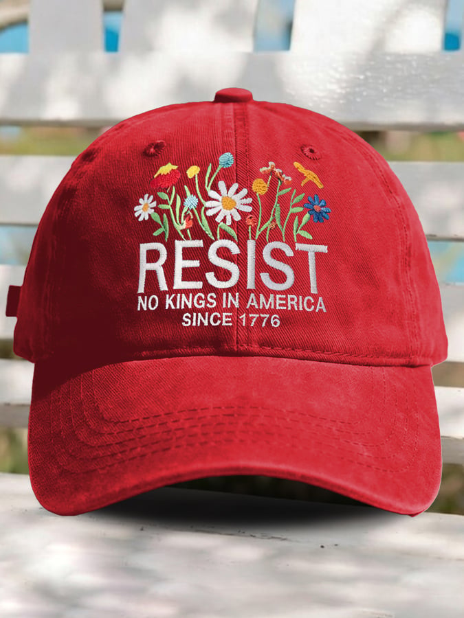 Retro Resist No Kings In America Since 1776 Print Baseball Cap