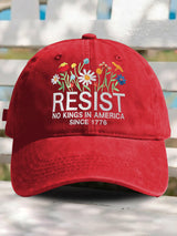 Retro Resist No Kings In America Since 1776 Print Baseball Cap