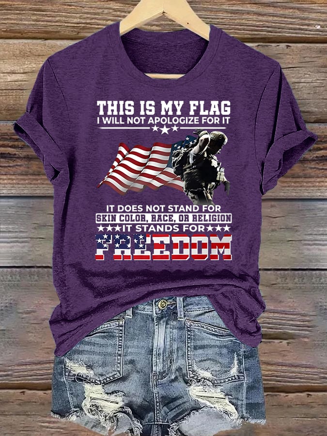 Women's  THIS IS MY FLAG Print T-Shirt