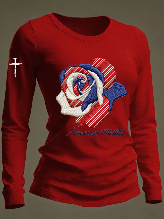 Women's Casual Heart Disease Awareness Print Long-Sleeve T-Shirt