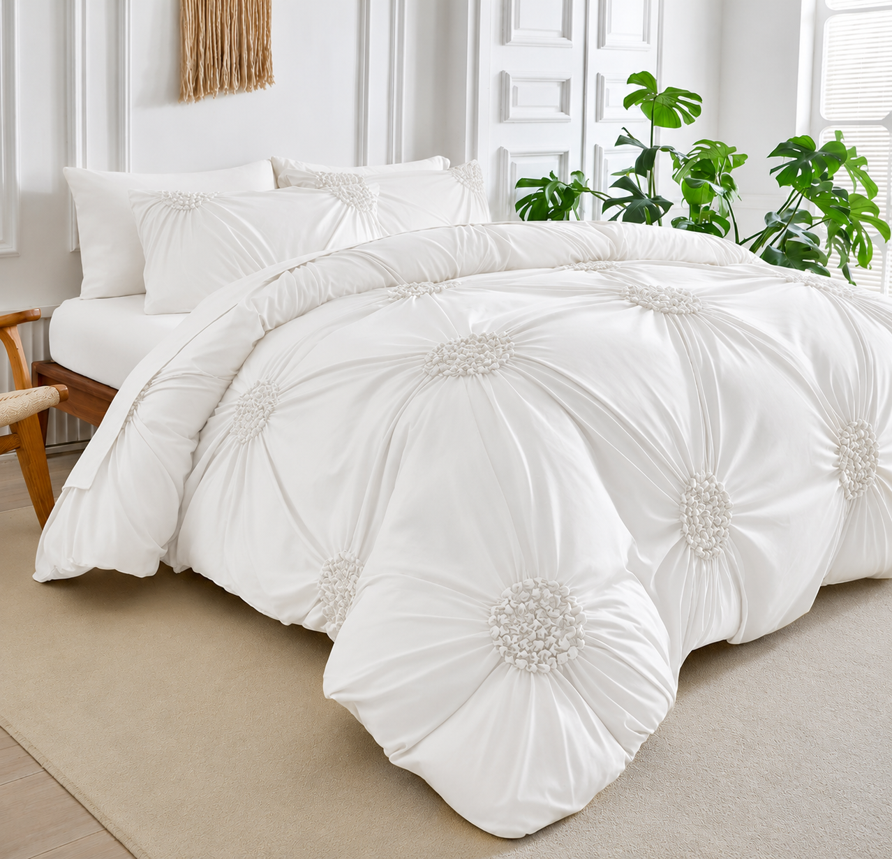 🚚 FREE Shipping! Soft-Touch Pinch Pleat Duvet Cover Set – Elegant Textured Bedding, Wrinkle-Resistant & Easy Care 🛏️