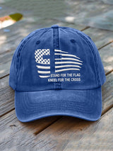 Unisex Faith Stand for the Flag Kneel for the Cross Print Hat