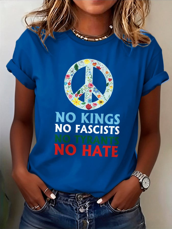 Women's No Kings No Fascists Print T-Shirt