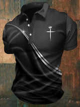 Men's Casual Christian Print Polo Shirt
