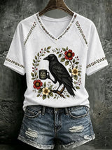 V Neck Retro Is He Dead Yet Print T-Shirt
