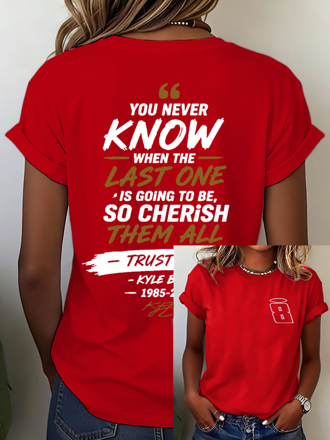 Women's Racing Legend Memorial Print Casual T-shirt