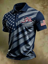 Men's American Flag Print Polo Shirt