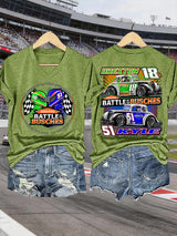 V-Neck Retro Forever Rowdy Print T-Shirt