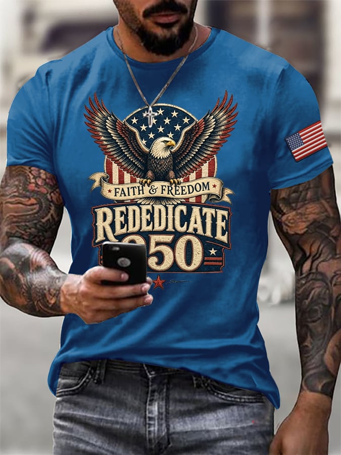 Men's Retro Rededicate 250 One Nation Under God Faith And Freedom Print T-Shirt