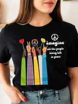 Women's Casual "Imagine All the People Living Life in Peace" T-Shirt