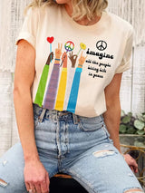 Women's Casual "Imagine All the People Living Life in Peace" T-Shirt