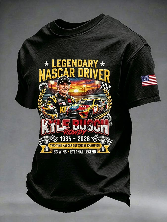 Men's Commemorative T-Shirt: Legendary Race Car Driver Print
