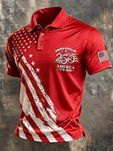 Men's Retro "Patriot" Color-Block Short-Sleeve Polo Shirt