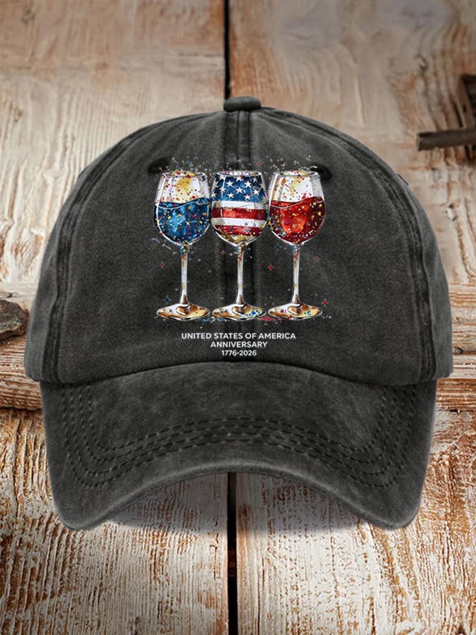 250th Anniversary Wine Glass Celebration Print Casual Hat