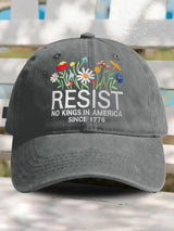 Retro Resist No Kings In America Since 1776 Print Baseball Cap