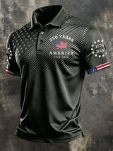 Men's Retro "Patriot" Color-Block Short-Sleeve Polo Shirt