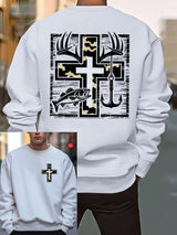 Men's Retro Faith Fishing Hunting Print Sweatshirt